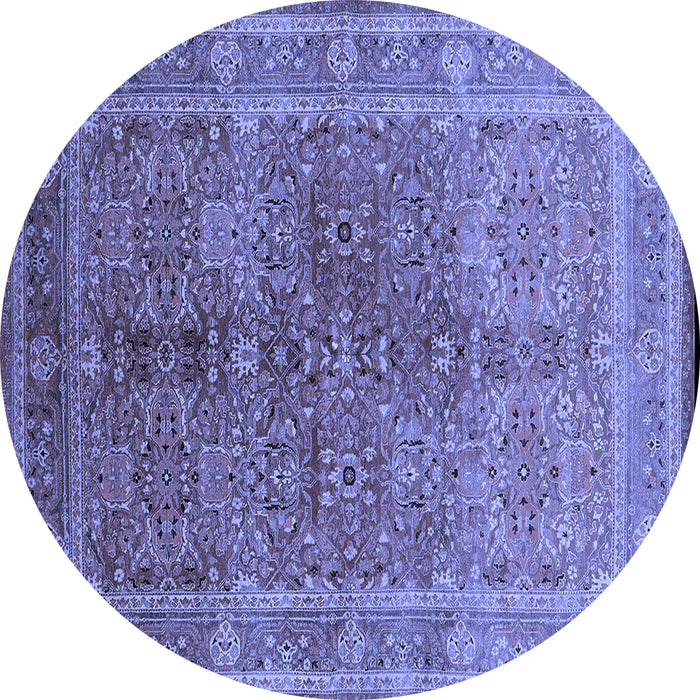 Round Oriental Blue Industrial Rug, urb3089blu