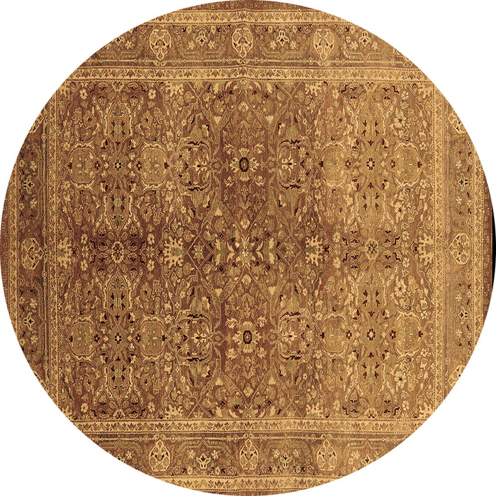 Round Machine Washable Oriental Brown Industrial Rug, wshurb3089brn