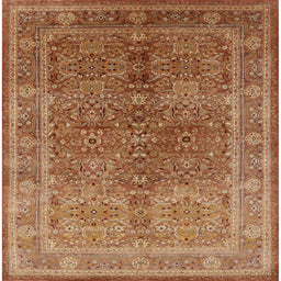 Square Mid-Century Modern Mahogany Brown Oriental Rug, urb3089