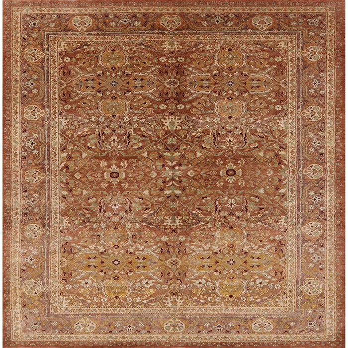 Square Mid-Century Modern Mahogany Brown Oriental Rug, urb3089