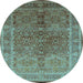 Round Oriental Light Blue Industrial Rug, urb3089lblu