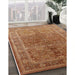 Mid-Century Modern Mahogany Brown Oriental Rug in Family Room, urb3089