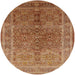 Round Mid-Century Modern Mahogany Brown Oriental Rug, urb3089