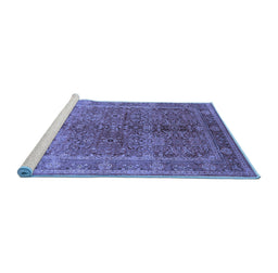 Sideview of Machine Washable Oriental Blue Industrial Rug, wshurb3089blu