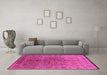 Machine Washable Oriental Pink Industrial Rug in a Living Room, wshurb3089pnk