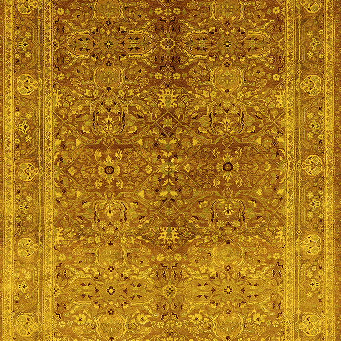 Machine Washable Oriental Yellow Industrial Rug, wshurb3089yw