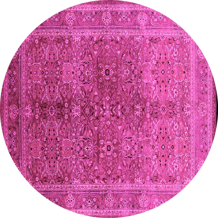 Round Machine Washable Oriental Pink Industrial Rug, wshurb3089pnk