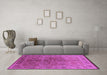 Machine Washable Oriental Purple Industrial Area Rugs in a Living Room, wshurb3089pur