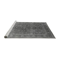 Sideview of Machine Washable Oriental Gray Industrial Rug, wshurb3089gry