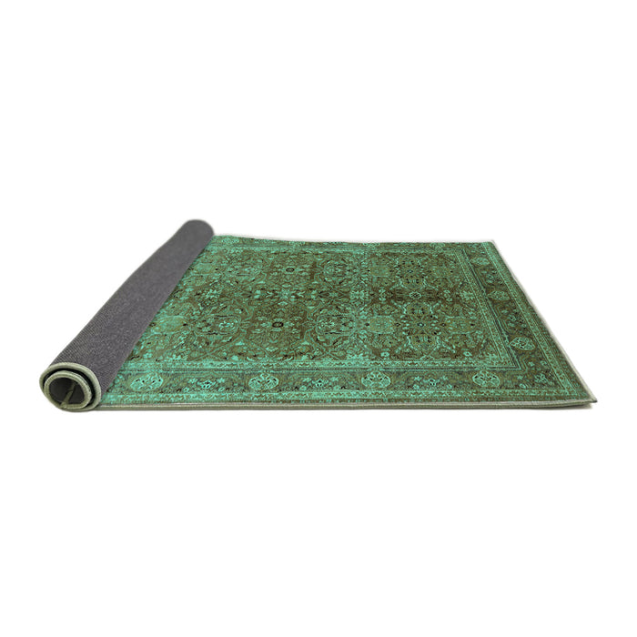 Sideview of Oriental Turquoise Industrial Rug, urb3089turq