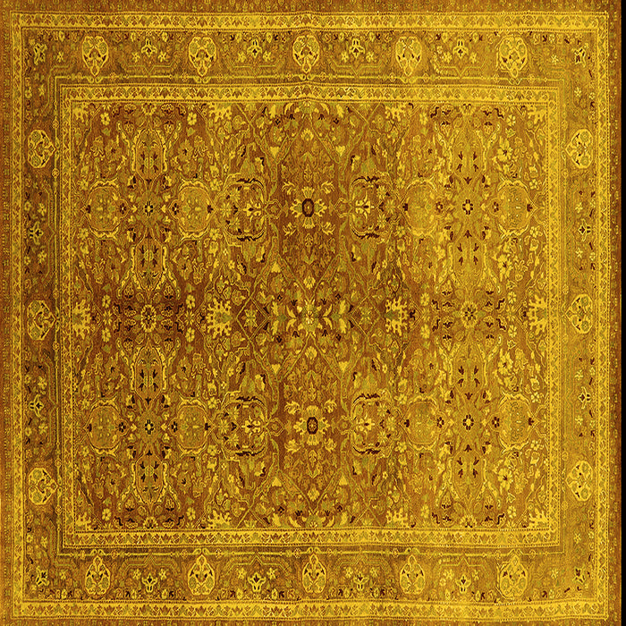 Square Machine Washable Oriental Yellow Industrial Rug, wshurb3089yw
