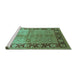 Sideview of Machine Washable Oriental Turquoise Industrial Area Rugs, wshurb3090turq