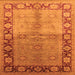 Square Machine Washable Oriental Orange Industrial Area Rugs, wshurb3090org