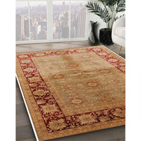 Mid-Century Modern Mahogany Brown Oriental Rug, urb3090