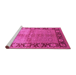 Sideview of Machine Washable Oriental Pink Industrial Rug, wshurb3090pnk