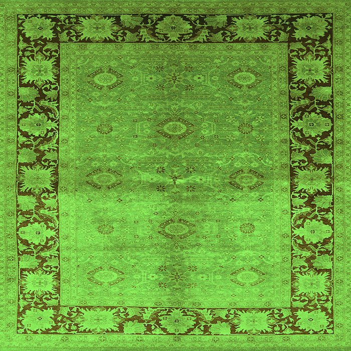 Square Machine Washable Oriental Green Industrial Area Rugs, wshurb3090grn