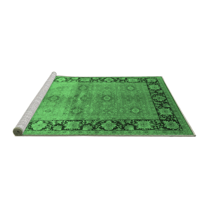 Sideview of Machine Washable Oriental Emerald Green Industrial Area Rugs, wshurb3090emgrn