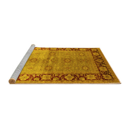 Sideview of Machine Washable Oriental Yellow Industrial Rug, wshurb3090yw