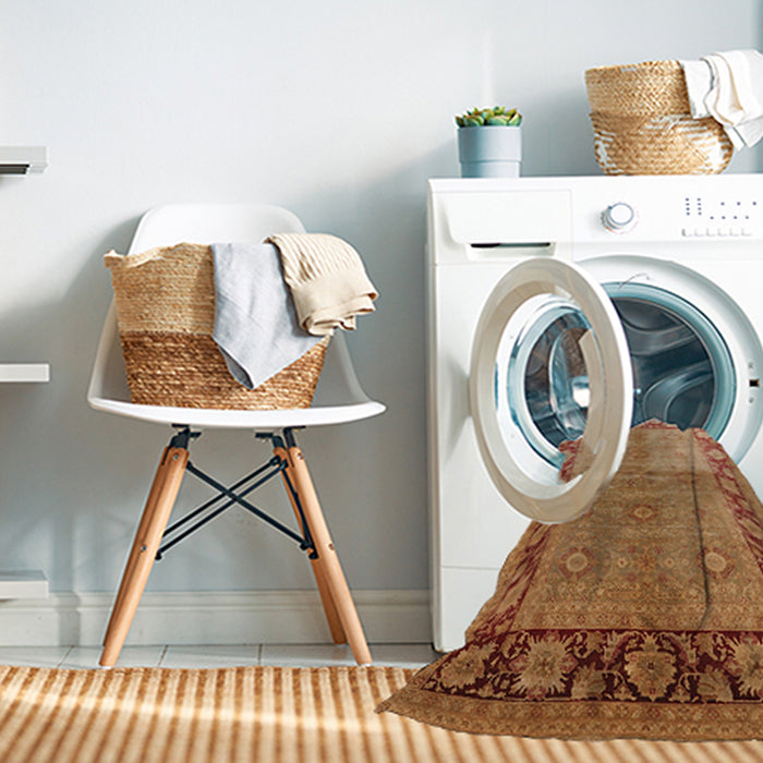 Machine Washable Industrial Modern Mahogany Brown Rug in a Washing Machine, wshurb3090