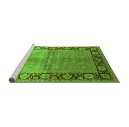 Sideview of Machine Washable Oriental Green Industrial Area Rugs, wshurb3090grn