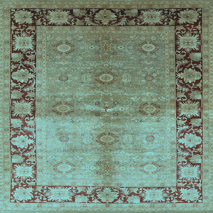 Square Machine Washable Oriental Light Blue Industrial Rug, wshurb3090lblu