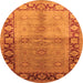 Round Machine Washable Oriental Orange Industrial Area Rugs, wshurb3090org