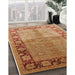 Mid-Century Modern Mahogany Brown Oriental Rug in Family Room, urb3090