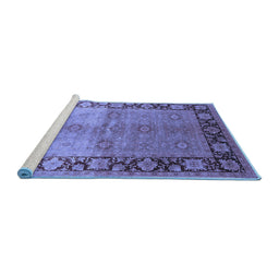 Sideview of Machine Washable Oriental Blue Industrial Rug, wshurb3090blu
