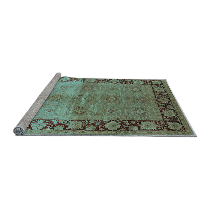 Sideview of Machine Washable Oriental Light Blue Industrial Rug, wshurb3090lblu