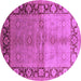 Round Machine Washable Oriental Purple Industrial Area Rugs, wshurb3090pur