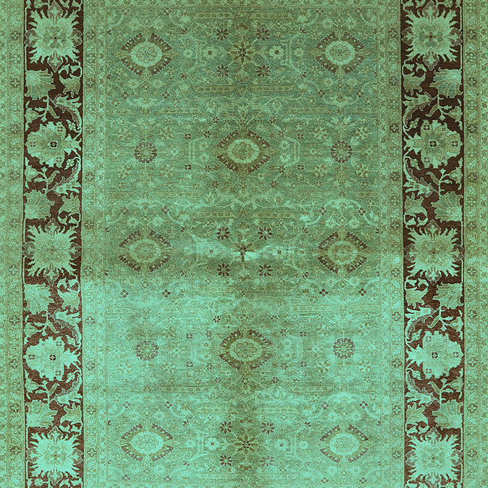 Machine Washable Oriental Turquoise Industrial Area Rugs, wshurb3090turq