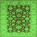 Square Machine Washable Oriental Green Industrial Area Rugs, wshurb3091grn