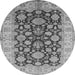 Round Machine Washable Oriental Gray Industrial Rug, wshurb3091gry