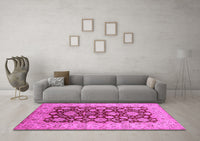 Machine Washable Oriental Pink Industrial Rug, wshurb3091pnk