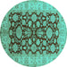 Round Oriental Turquoise Industrial Rug, urb3091turq