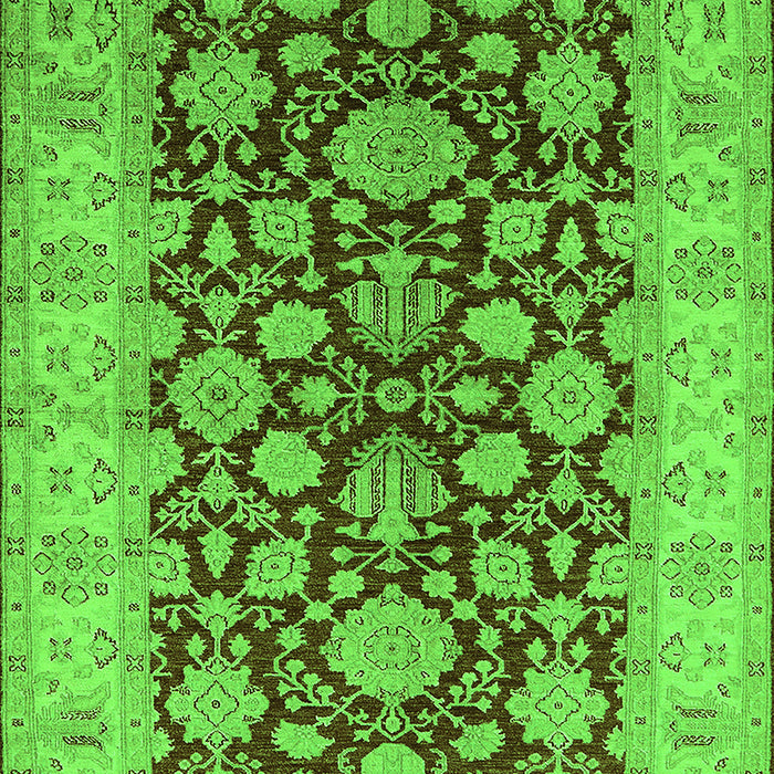 Machine Washable Oriental Green Industrial Area Rugs, wshurb3091grn