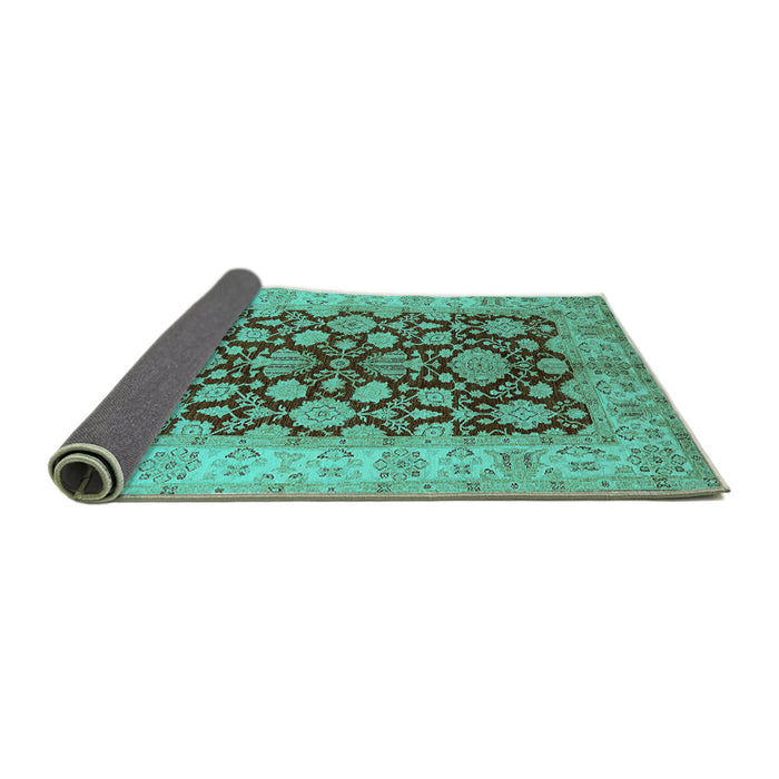 Sideview of Oriental Turquoise Industrial Rug, urb3091turq