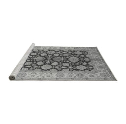 Sideview of Machine Washable Oriental Gray Industrial Rug, wshurb3091gry