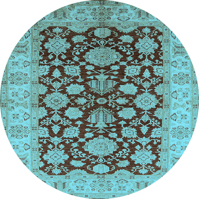 Round Oriental Light Blue Industrial Rug, urb3091lblu