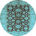 Round Oriental Light Blue Industrial Rug, urb3091lblu