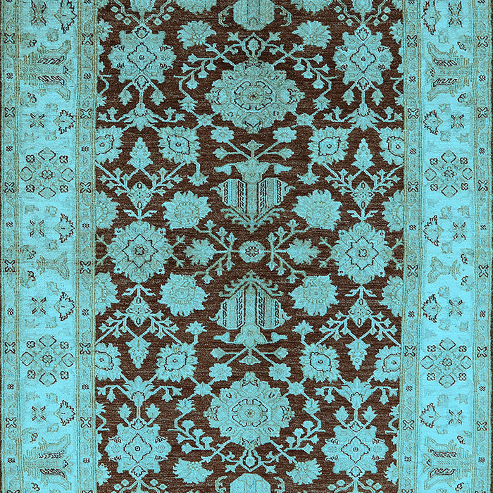 Machine Washable Oriental Light Blue Industrial Rug, wshurb3091lblu