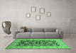 Machine Washable Oriental Emerald Green Industrial Area Rugs in a Living Room,, wshurb3091emgrn