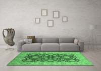 Machine Washable Oriental Emerald Green Industrial Rug, wshurb3091emgrn