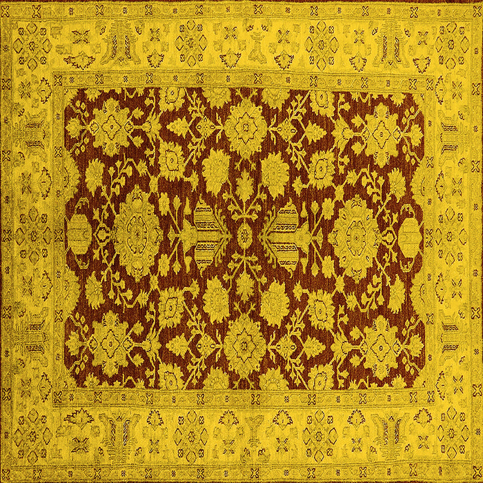 Square Machine Washable Oriental Yellow Industrial Rug, wshurb3091yw