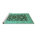 Sideview of Machine Washable Oriental Turquoise Industrial Area Rugs, wshurb3091turq