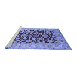 Sideview of Machine Washable Oriental Blue Industrial Rug, wshurb3091blu