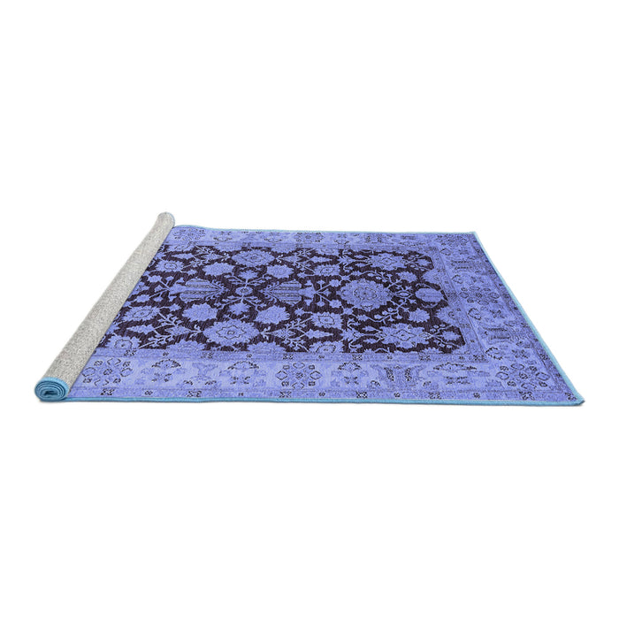 Sideview of Machine Washable Oriental Blue Industrial Rug, wshurb3091blu