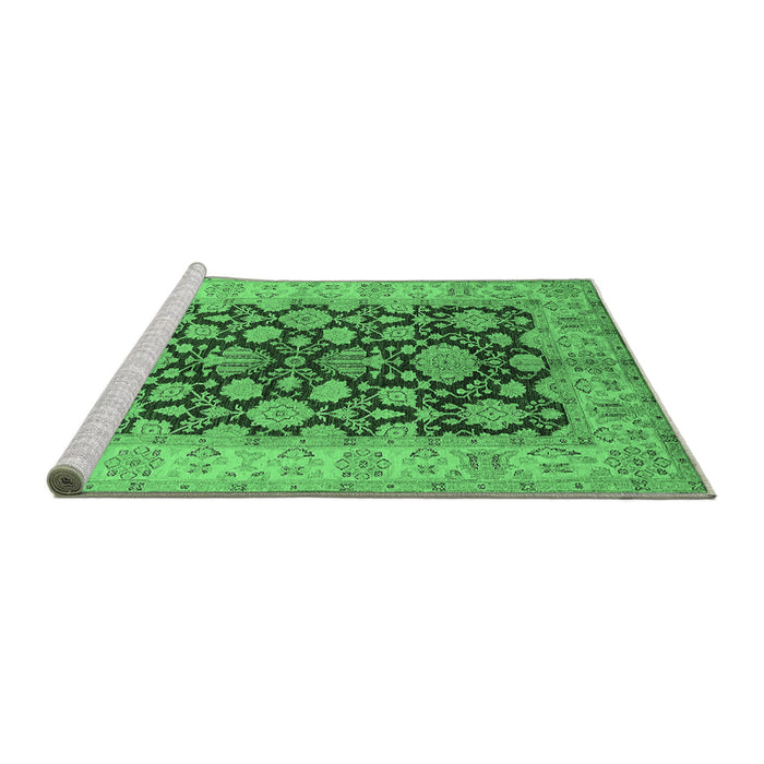 Sideview of Machine Washable Oriental Emerald Green Industrial Area Rugs, wshurb3091emgrn