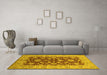 Machine Washable Oriental Yellow Industrial Rug in a Living Room, wshurb3091yw