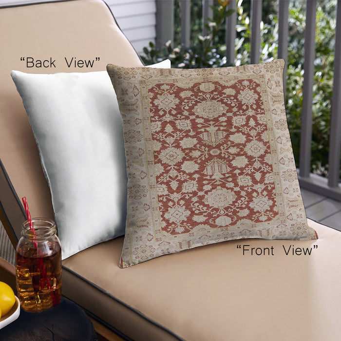 Front View of Mid-Century Modern Urban Square Mahogany Brown Throw Pillow, 18 inch by 18 inch, pwurb3091